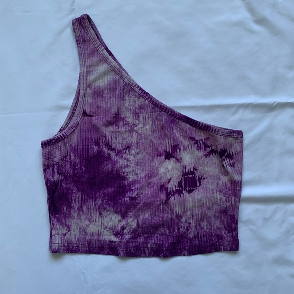 SHEIN One Strap Purple Tie-Dye Crop Top - Picture 5 of 8
